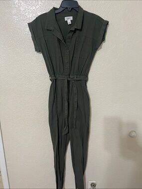 Japna Olive Utility Tie-Waist Jumpsuit